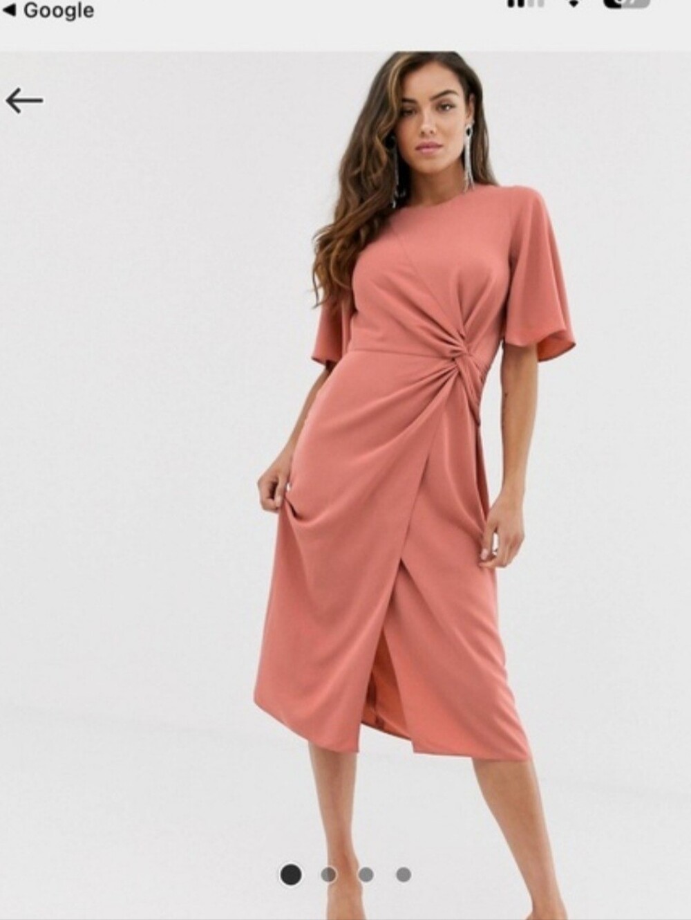 ASOS 12 Dusty Rose Twist-Front Midi Dress